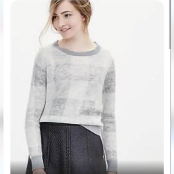Banana Republic Grey & White Chekered Sweater Wool & Alpaca Blend Size L - Picture 2 of 6
